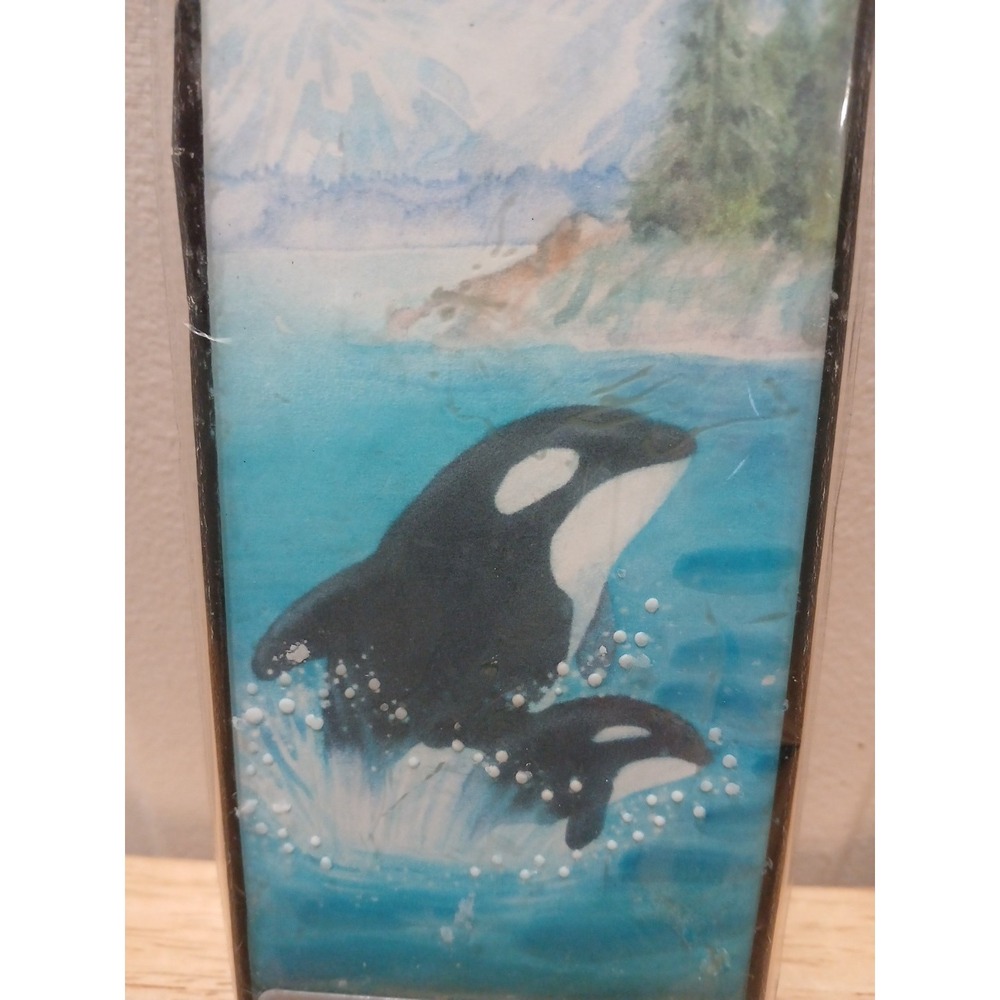 Flatyz Hand Crafted Decorative Flat Candle Orcas Artwork Steel Base New